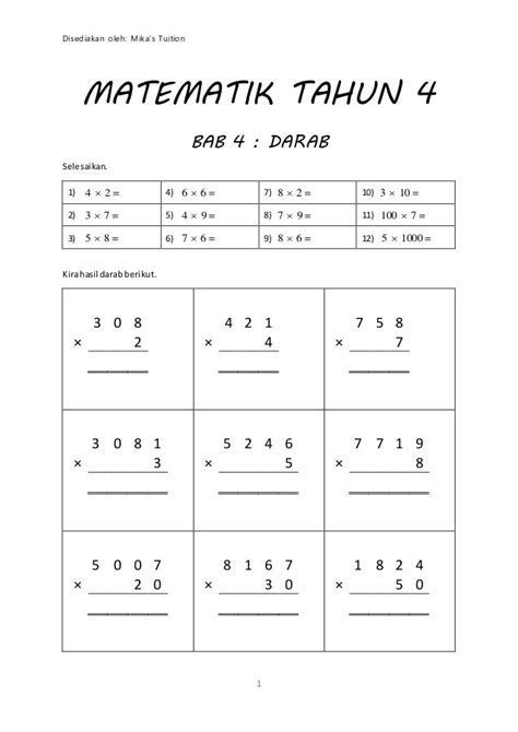 Soalan Matematik Tahun 5 Bahagi  Ahmah Tales