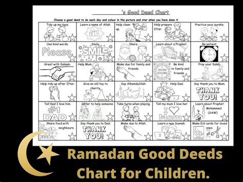 Ramadan Good Deeds Chart For Children Digital Download Etsy
