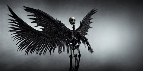 Mysterious Fantasy Winged Creature Skeleton Studio Stable Diffusion