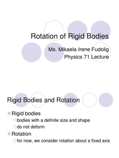 14 Rotation Of Rigid Bodiespptx Rotation Around A Fixed Axis Speed