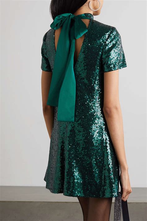 Green Ilana Open Back Sequined Tulle Mini Dress Staud Net A Porter