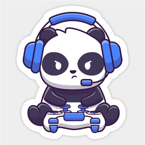 Cute Panda Gaming Panda Sticker Teepublic