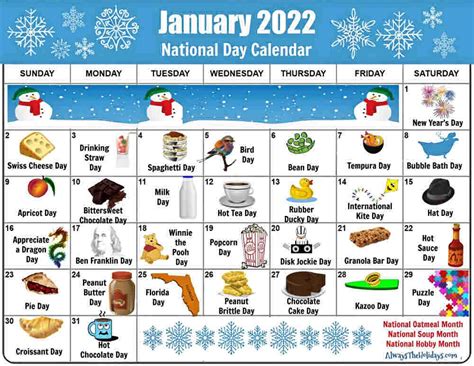 Calendar Of National Days In January 2022 National Holiday Calendar