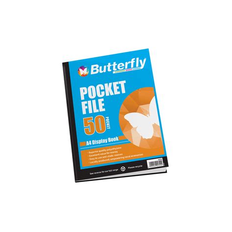 Butterfly Pocket File A4 50 Pocket Waltons