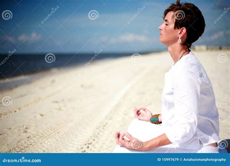 Beach Meditation Stock Image Image Of Healthy Female 15997679