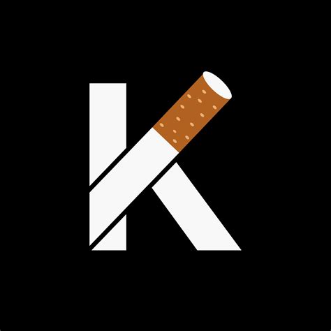 Letter K Smoke Logo Concept With Cigarette Icon Tobacco Logo Vector