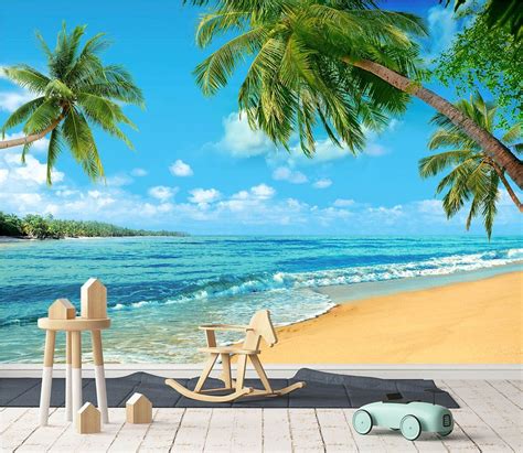 Floral fence mural from start to finish. 3D Sand Beach Green Coconut Tree 56 (With images) | Beach ...