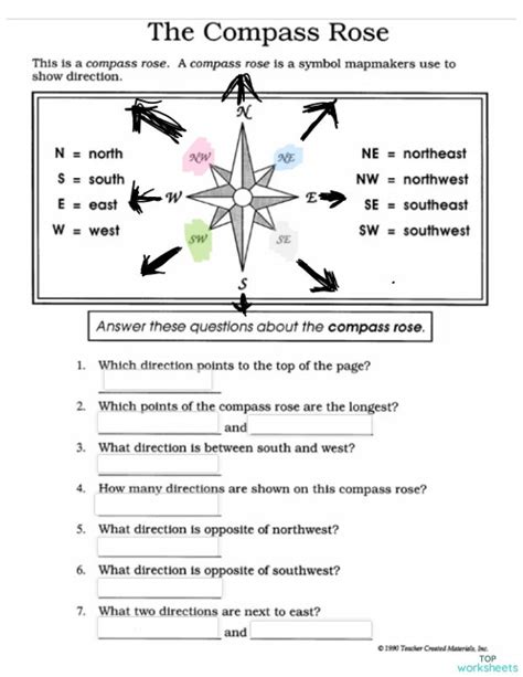 Intermediate Directions Compass Rose Worksheet Interactive Worksheet Topworksheets