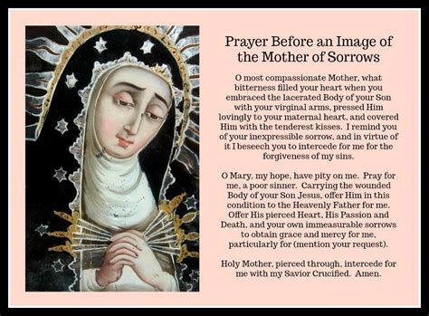 Prayer Before An Image Of The Mother Of Sorrows Our Lady Of Sorrows Image
