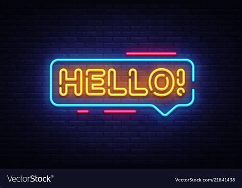 Hello Neon Text Hello Neon Sign Design Royalty Free Vector