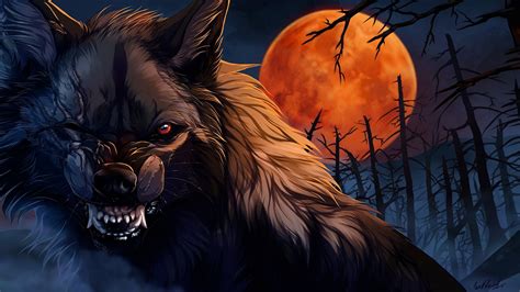 Red Moon Wolf Wallpapers On Wallpaperdog