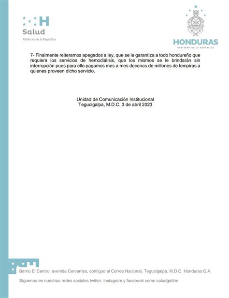 Secretar A De Salud De Honduras Oficial On Twitter Comunicado Emitido Por La Secretar A De