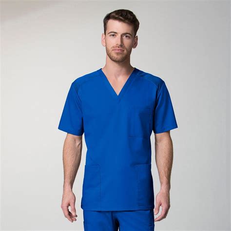 5308 Eon Royal Blue Men S V Neck Mesh Scrub Top Medical Scrubs Mens