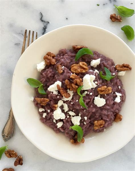 Red Wine Risotto Recipe With Goat Cheese And Candied Walnuts • Ciaoflorentina