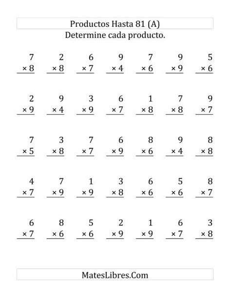 Multiplication Worksheets 8's And 9's
