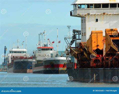 Shipping Docked And Unloading Stock Image Image Of Grain Cargo 38542685