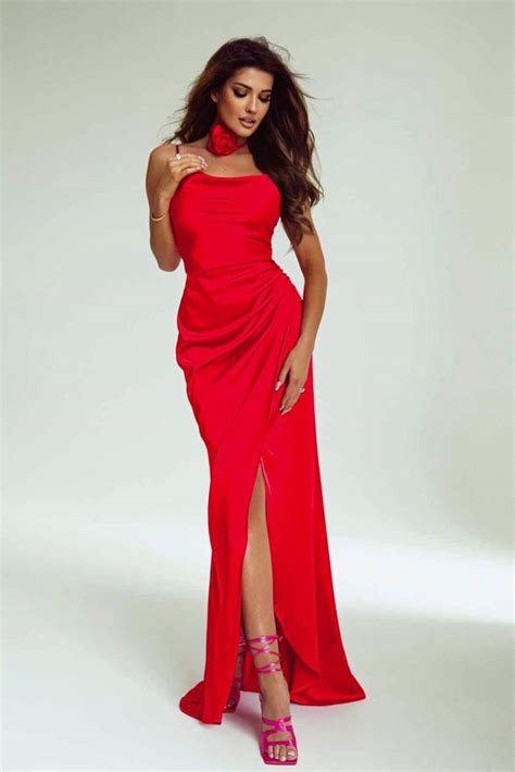 Sukienka Satynowa Candy Maxi Czerwony Czerwony Odzież Sukienki
