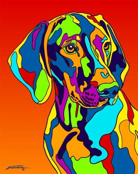 Multi Color Vizsla Dog Breed Matted Prints And Canvas Giclées Vizsla Dog