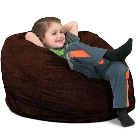 Brown Fur Ultimate Sack Kids Sack Bean Bag Chair Giant Foam Filled