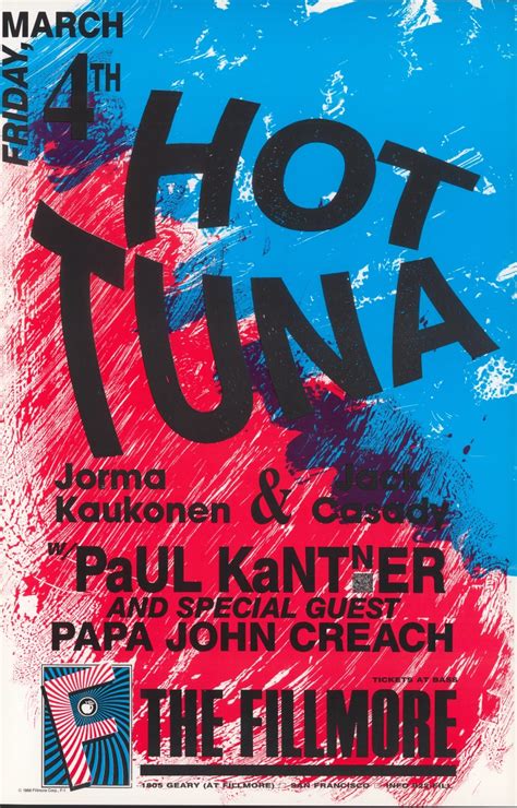 Hot Tuna Vintage Concert Poster From Fillmore Auditorium Mar