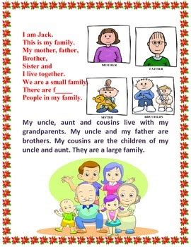 My Family - Lesson, Worksheet and Activities-Common Core Aligned