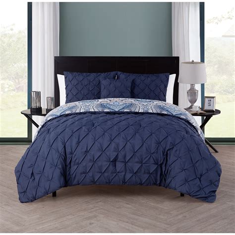 Reversible Comforter Set Queen 4 Piece Pinch Pleat Design Turquoise