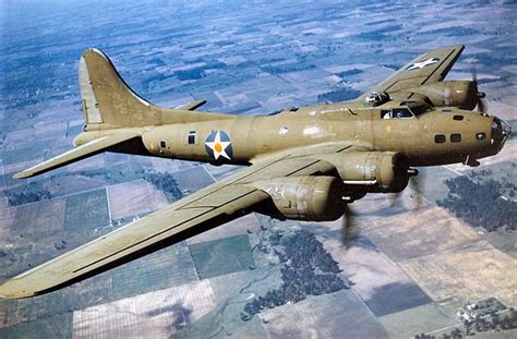Color Photographed B 17e In Flight The B 17 Was Primarily Employed By
