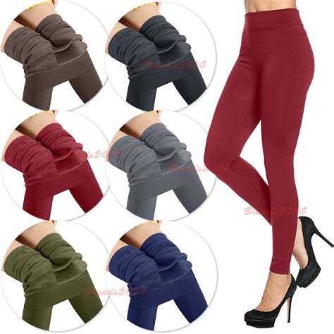 Women Winter Black Thick Warm Soft Fleece Lined Thermal Stretchy Leggings Pants Ebay