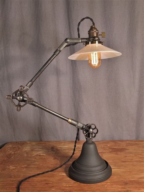 French industrial decor industrial office desk urban industrial home panel rh rugs décor reclaimed wood desk old wood industrial office desk desk office eclectic desks dark wood. Vintage Industrial Style Desk Lamp on Storenvy