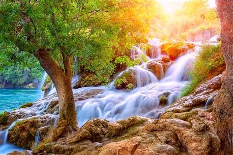 Amazing Nature Landscape Famous Waterfall Skradinski Buk