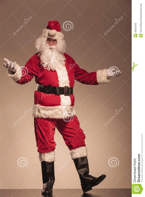 Full Body Picture Of Santa Claus Presenting Royalty Free