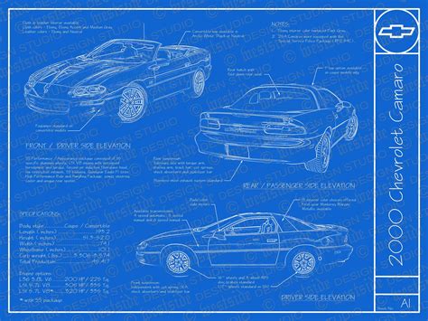 2000 Chevrolet Camaro Blueprint Poster 18x24 Jpeg Etsy Israel