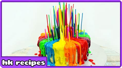 Rainbow Cake With Melting Candles Tutorial Birthday Cake Decorating