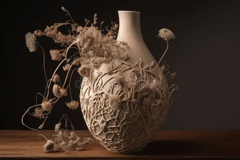 Exquisitely Handcrafted Vase With Asymmetrical Balance And Intricate