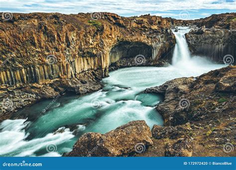 The Aldeyjarfoss Waterfall In North Iceland Stock Photo Image Of Blue