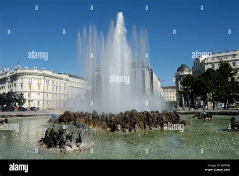 Vienna Austrians Fountain Fountains Blue Houses Shine Shines