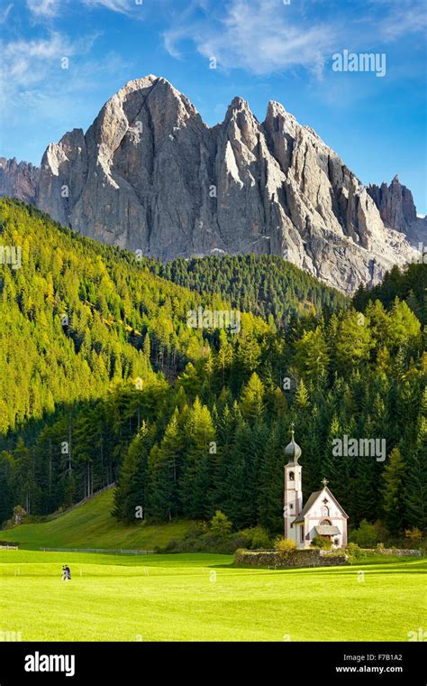 St Johann Church Val Di Funes Dolomites Mountains Landscape Alps