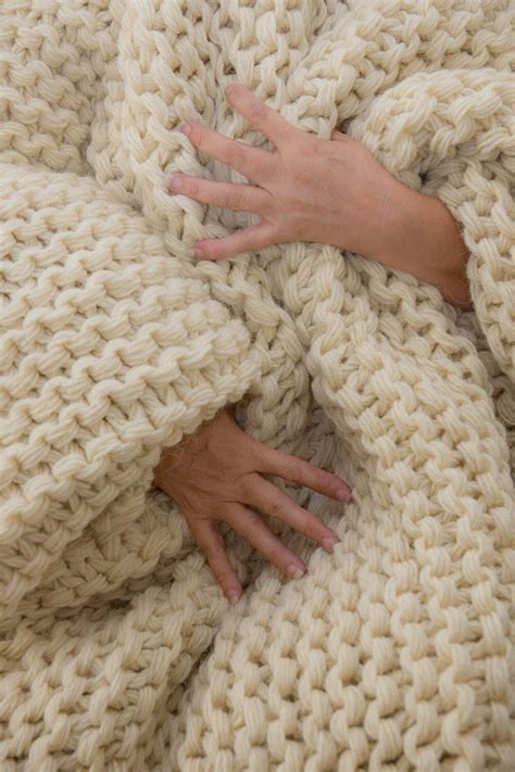 Chunky Knit Blanket Huge Knit Blanket Hand Knit Afghan Giant Yarn