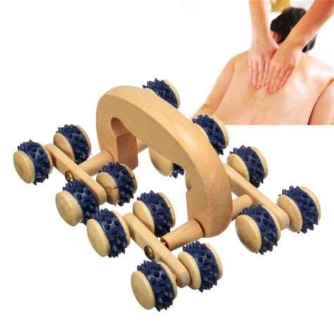 1pcs 16 Wooden Roller Rolling Ball Wheel Massager Back Body Relax Massage Tool Ebay