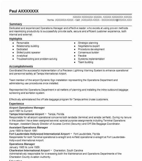 Resume templates format forviation ground staff impressive best of. Airport Operations Manager Resume Sample | LiveCareer