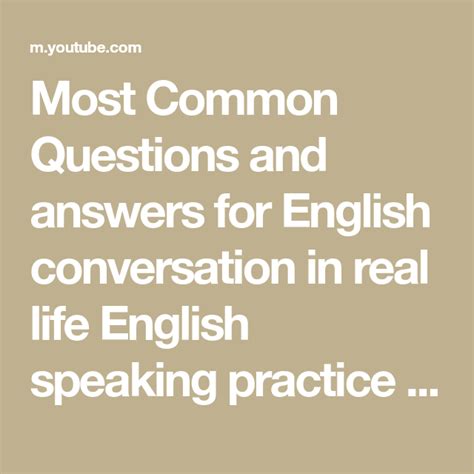 Most Common Questions And Answers For English Conversation In Real Life