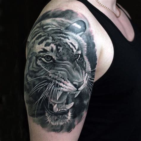 53 Outstanding Tiger Shoulder Tattoos