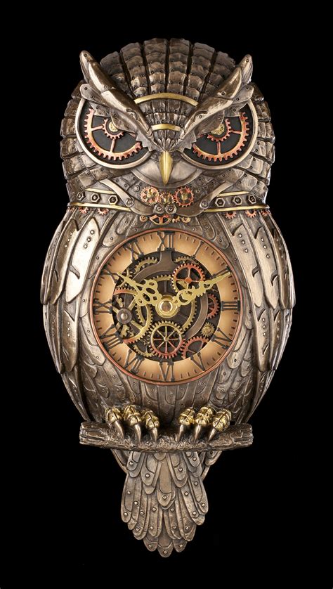 Veronese Wall Clock Steampunk Owl Figuren Shopde