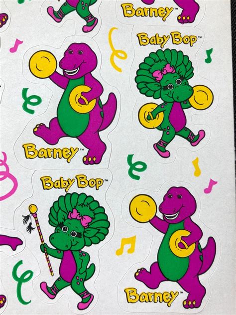 1993 Barney And Baby Bop Stickers By Hallmark 2 Sheets Etsy