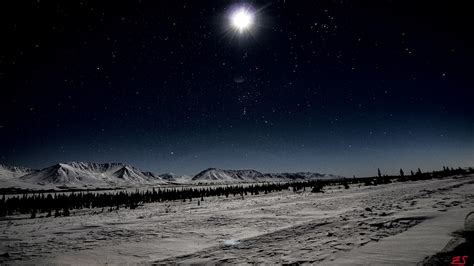 Landscape Stars Mountains Snow Moon Photography 1366x768