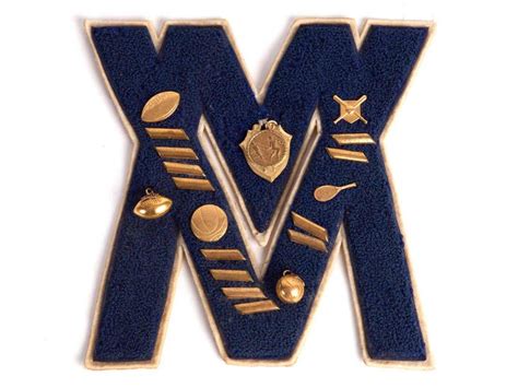 Multiple Sport Pins On Varsity Letter Varsity Letter Vintage Lettering