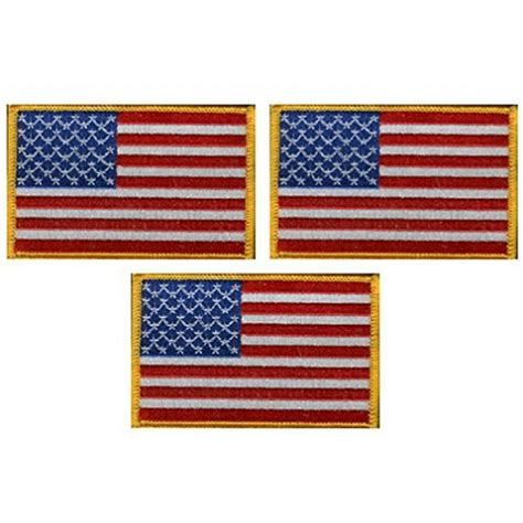 Pack Of 3 American Flag Patches Us Embroidered Iron Or Sew On Flag