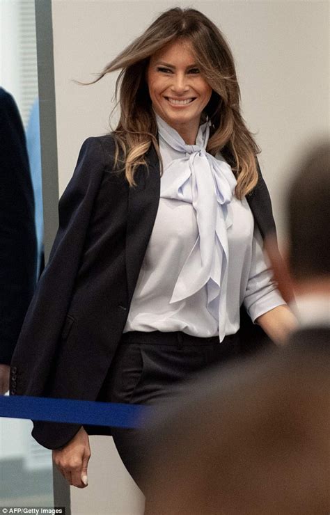 Melania Trump Dons A Pussy Bow Blouse And 2100 Pantsuit At A Cyberbullying Summit Daily Mail
