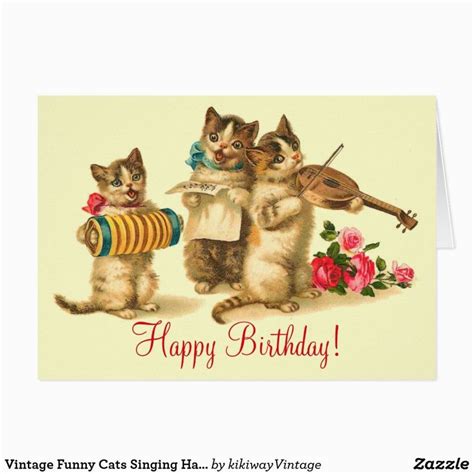 Birthday Cards With Cats Singing Birthday Vintage Funny Cats Singing Happy Birthday Card