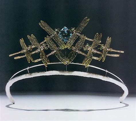 Lalique Dragonfly Aquamarine Tiara C1900 Желтые бриллианты Черные